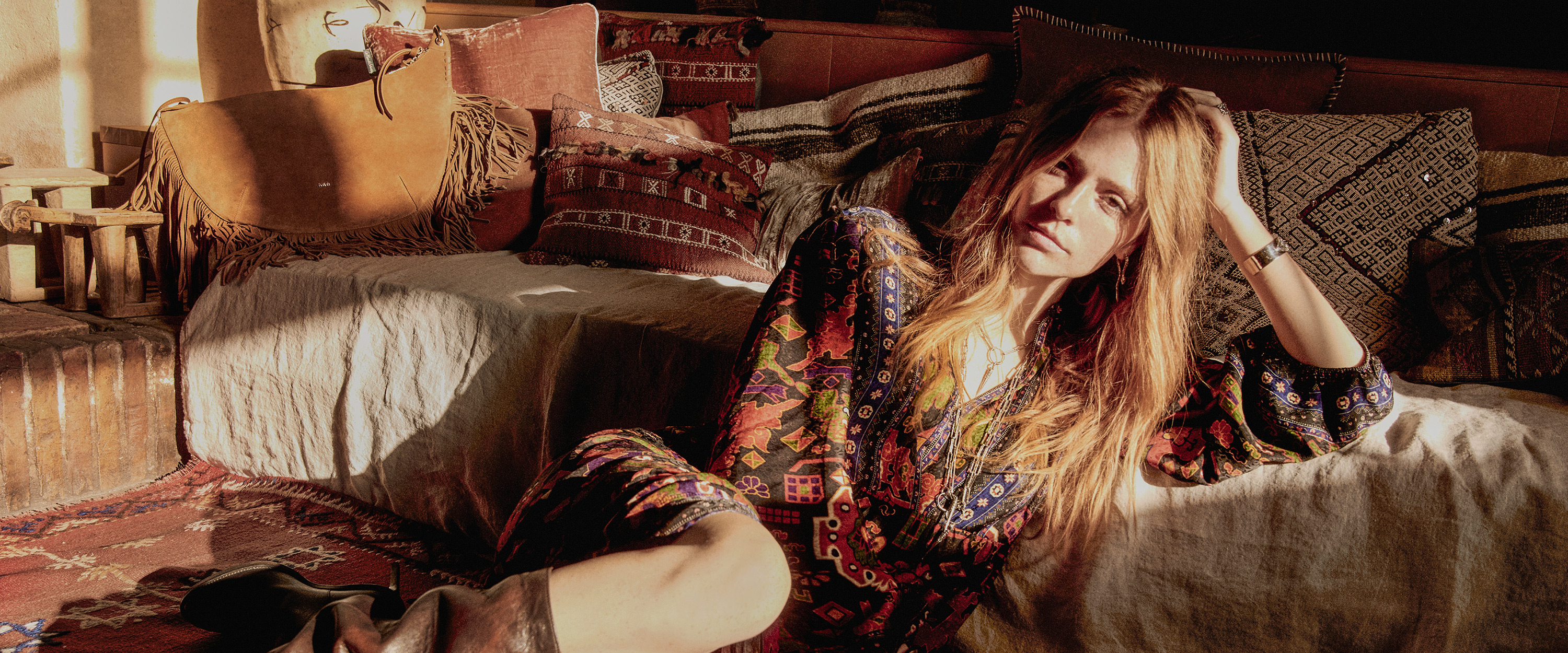 ba&sh new collection, Boho Spirit, Printed dresses, fur coats, leather boots and accessories